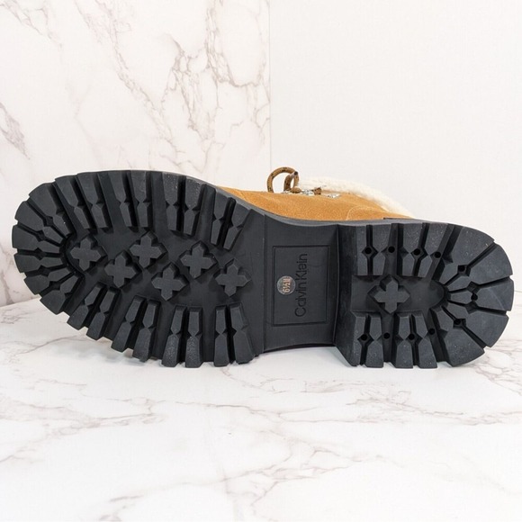 NEW Calvin Klein Women's Kristel Leather Fur Collar Boot Light Brown Size 6.5 M - Picture 8 of 8